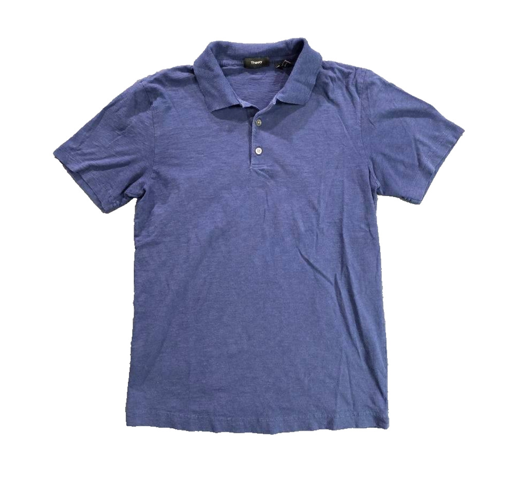 Theory Men's cotton Y2K Light Jersey Knit Polo Shirt Blue X-Small A008539